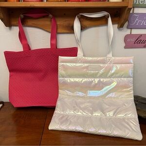Bath and Body Works pink and iridescent tote bag bundle